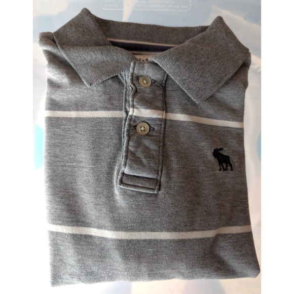 Abercrombie & Fitch Gray Striped Collared Rugby Long Sleeve Polo Shirt XL Preppy - Picture 8 of 9